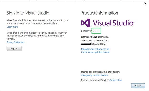 Sign-in with Visual Studio 2013
